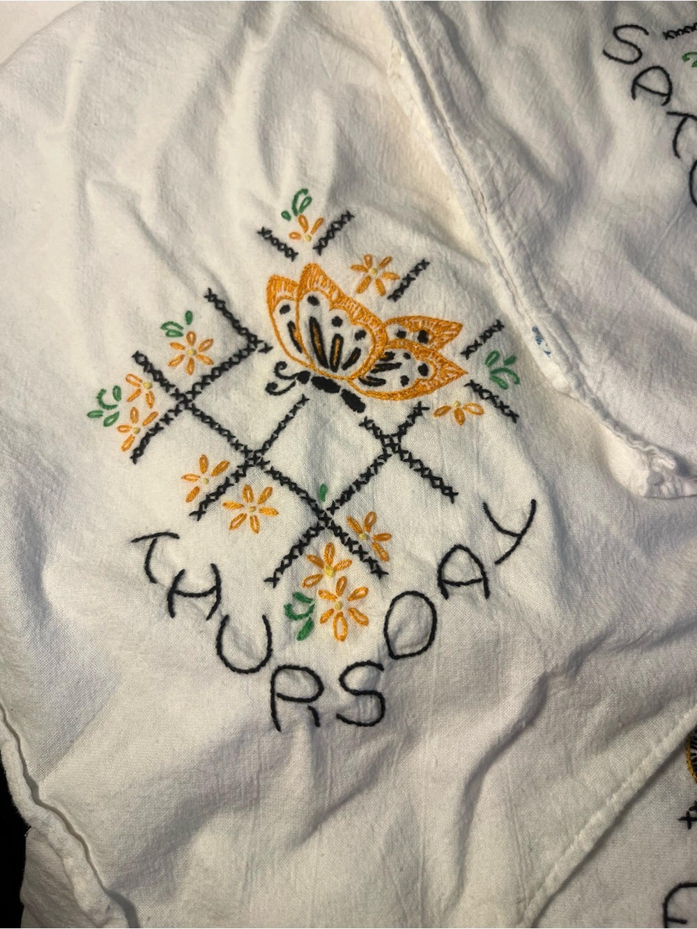 Vintage Butterflies Days Of The Week Embroidered Tea Towel Set
